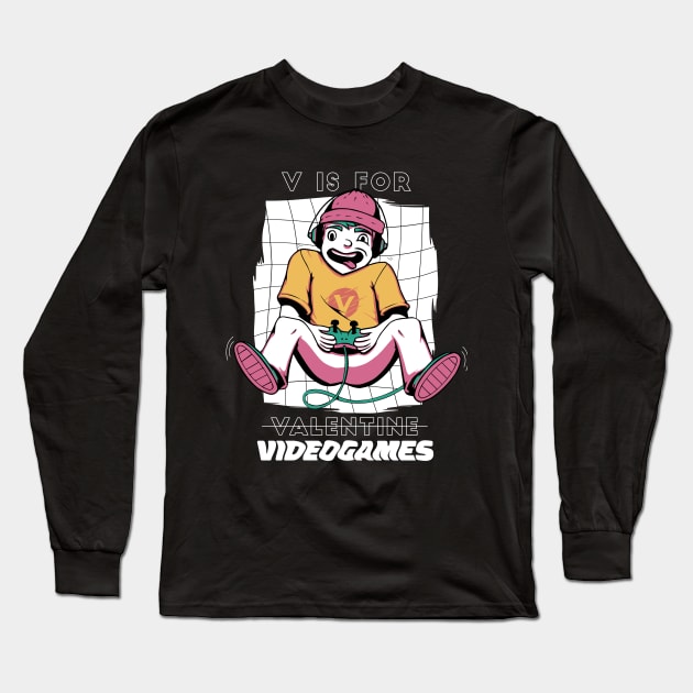 V is for Videogames Long Sleeve T-Shirt by Planet of Tees